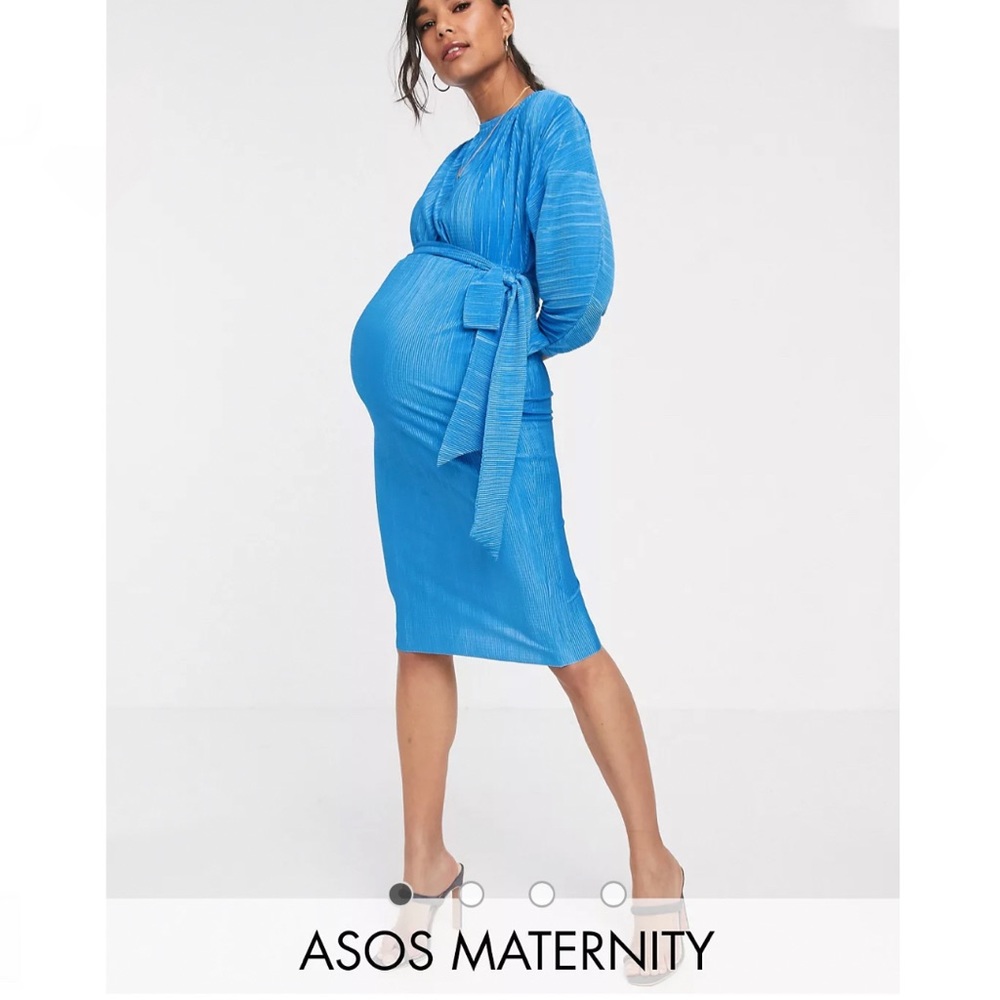 NWT ASOS Maternity Bardot Plisse Midi Dress